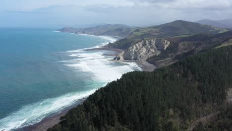 Aerial-drone-view-of-the-Gipuzkoa-flysch-coast-in-Deba-in-the-Basque-Country