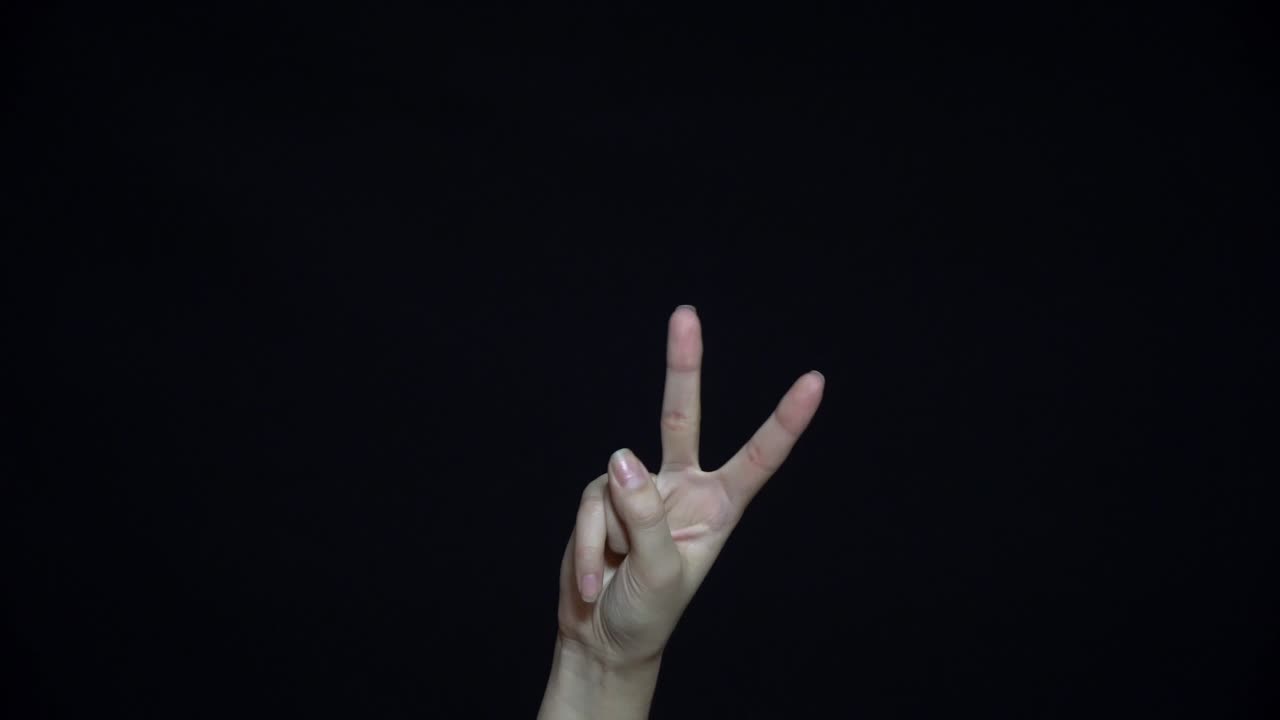 평화 의 표시 를 하는 손