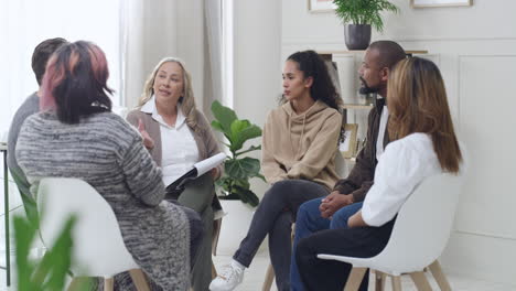 diverse support group during a meeting