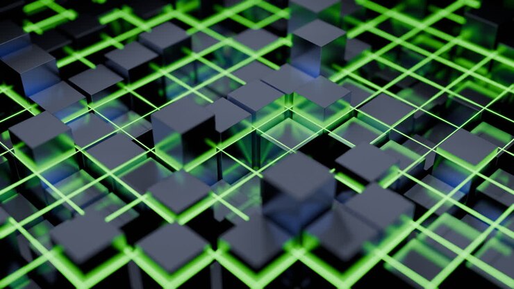 Abstract 3D Render of Interconnected Cubes