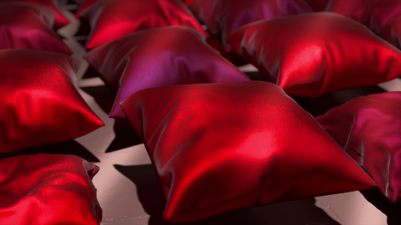 almohadas de satén rojo