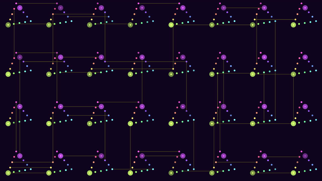 Futuristic triangles and dots pattern with neon lines