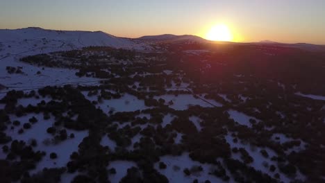 snowy mountain sunset landscape