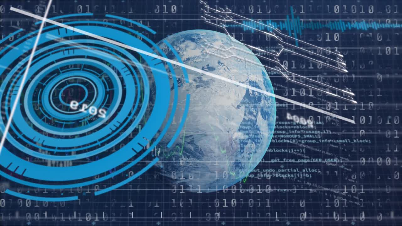 анимация обработки данных по всему миру
