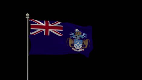 tristan da cunha  various of flags waving national flag on pole, table flag