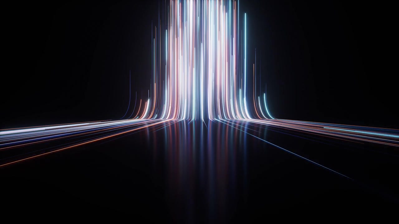 Flowing neon curve lines background, 3d rendering.