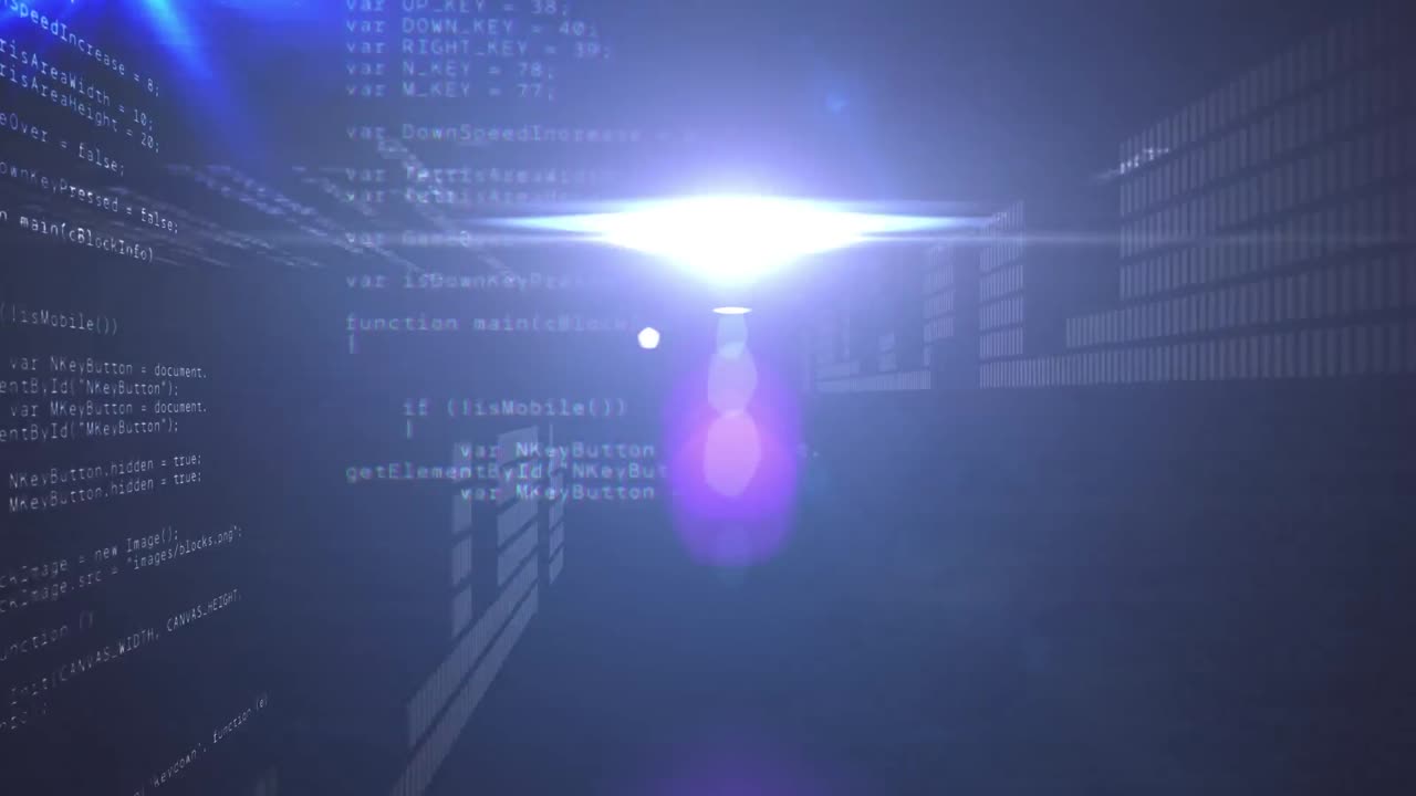 Animation of digital data processing over blue background