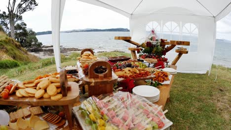 shot of delicious food served in a dinner or wedding reception