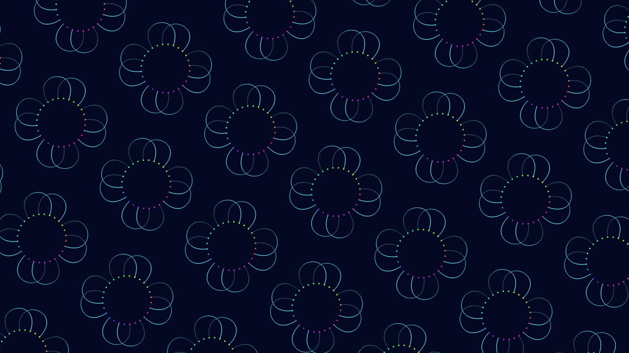 검은색과 파란색 패턴과 원과 선 벽지 또는 직물 디자인