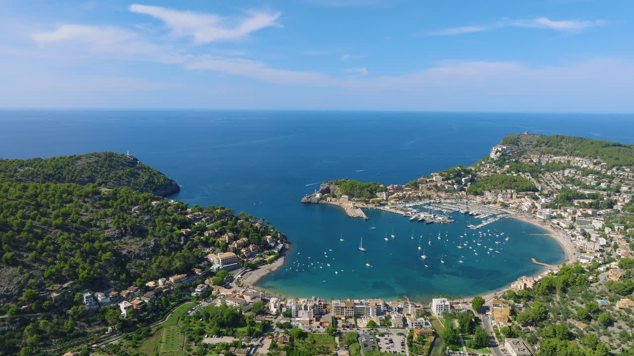 Aerial View of a Coastal Town in Spain