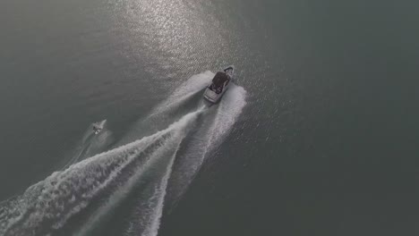 good aerial of water skiing wakeboard on alke in interlaken switzerland 2