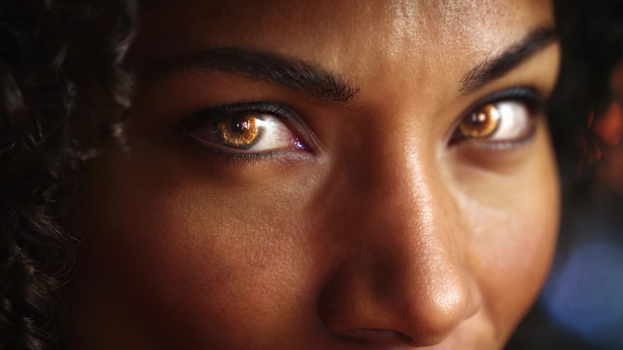 A close-up exploration of striking eyes, showcasing rich brown hues and expressive features that capture emotion and depth, drawing the viewer into a world of intrigue and fascination captured in stunning detail