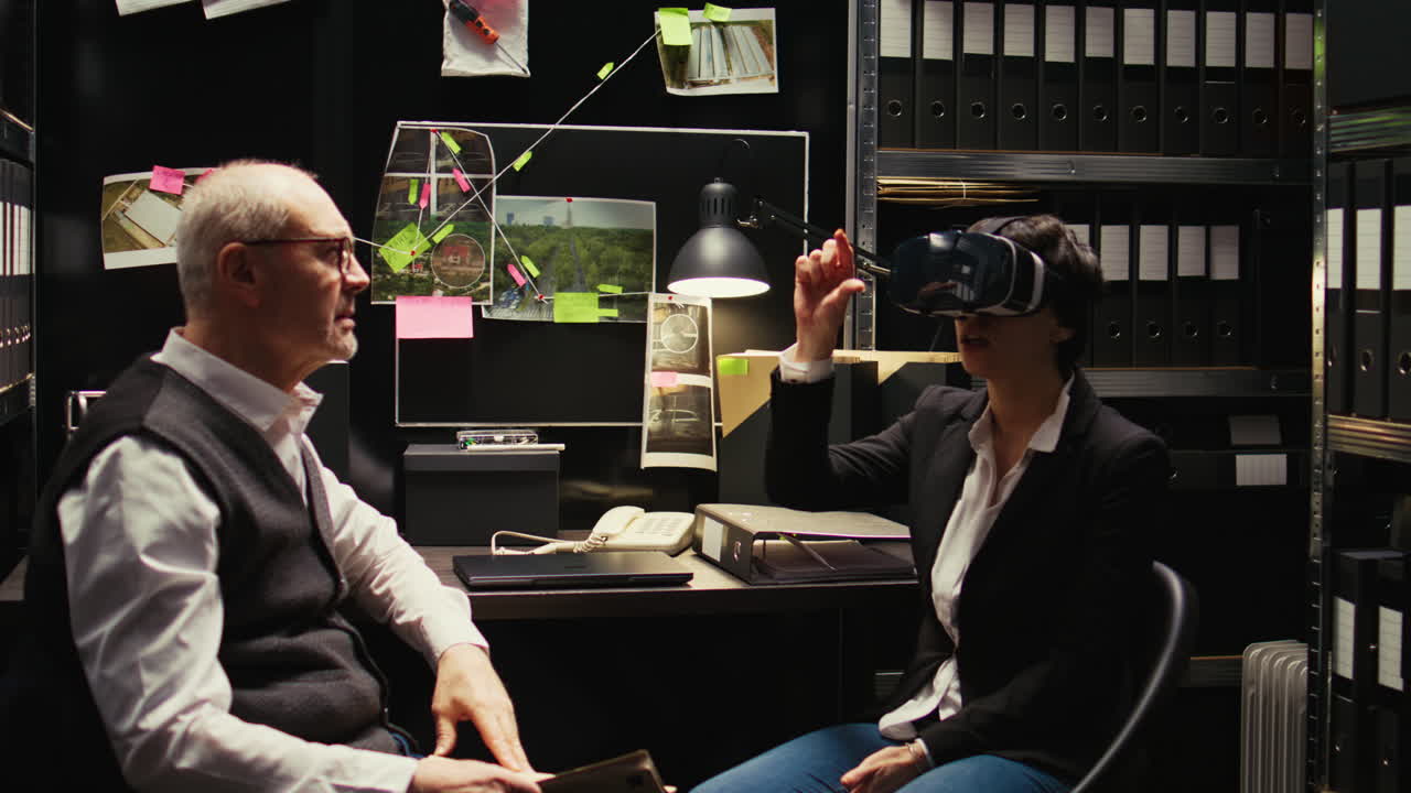 Two people in the office using VR headset