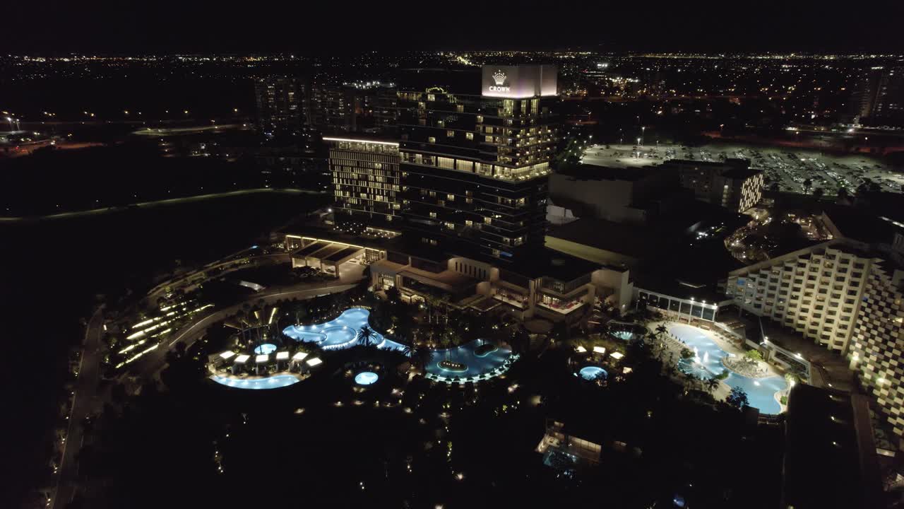 perth crown casino drone vista por la noche