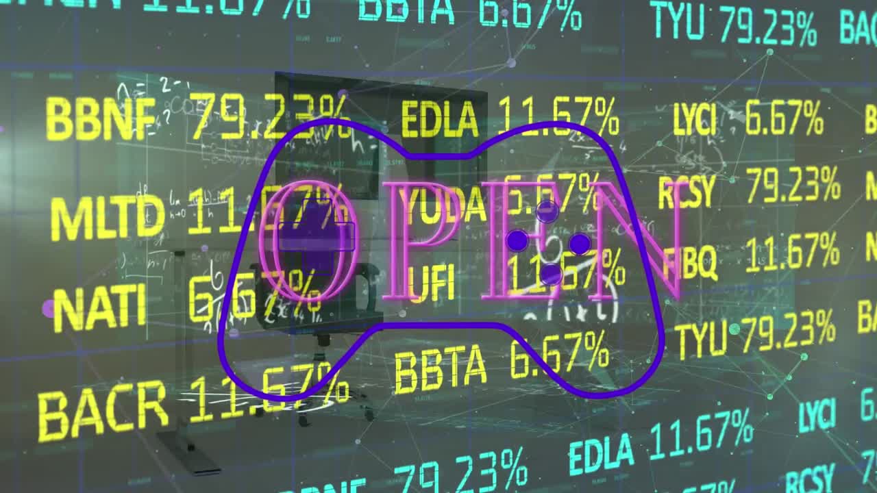 게임패드 아이콘 위의 데이터 처리 및 오피스의 애니메이션