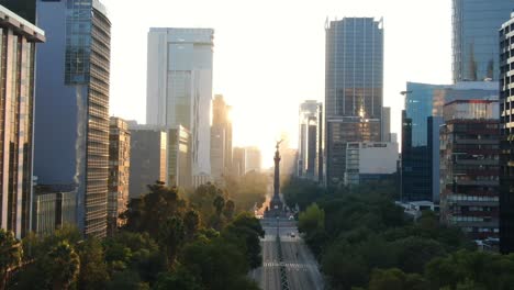 Aerial-Footage,-Paseo-De-La-Reforma-Street-Of-Mexico-City