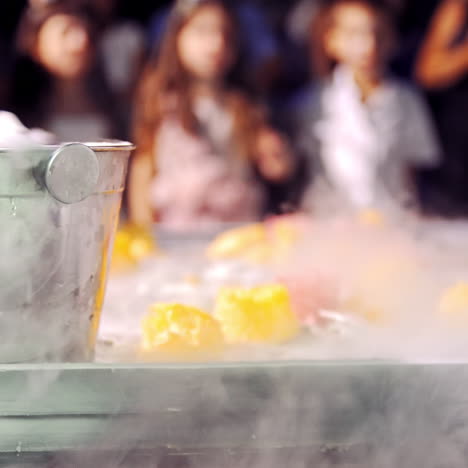 frozen treats display with liquid nitrogen