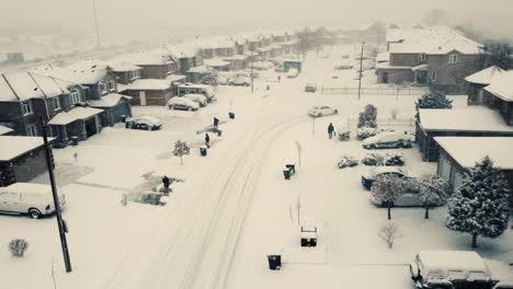 heavy snowfall in residential area of toronto, ontario, canada shows the massive snowfall