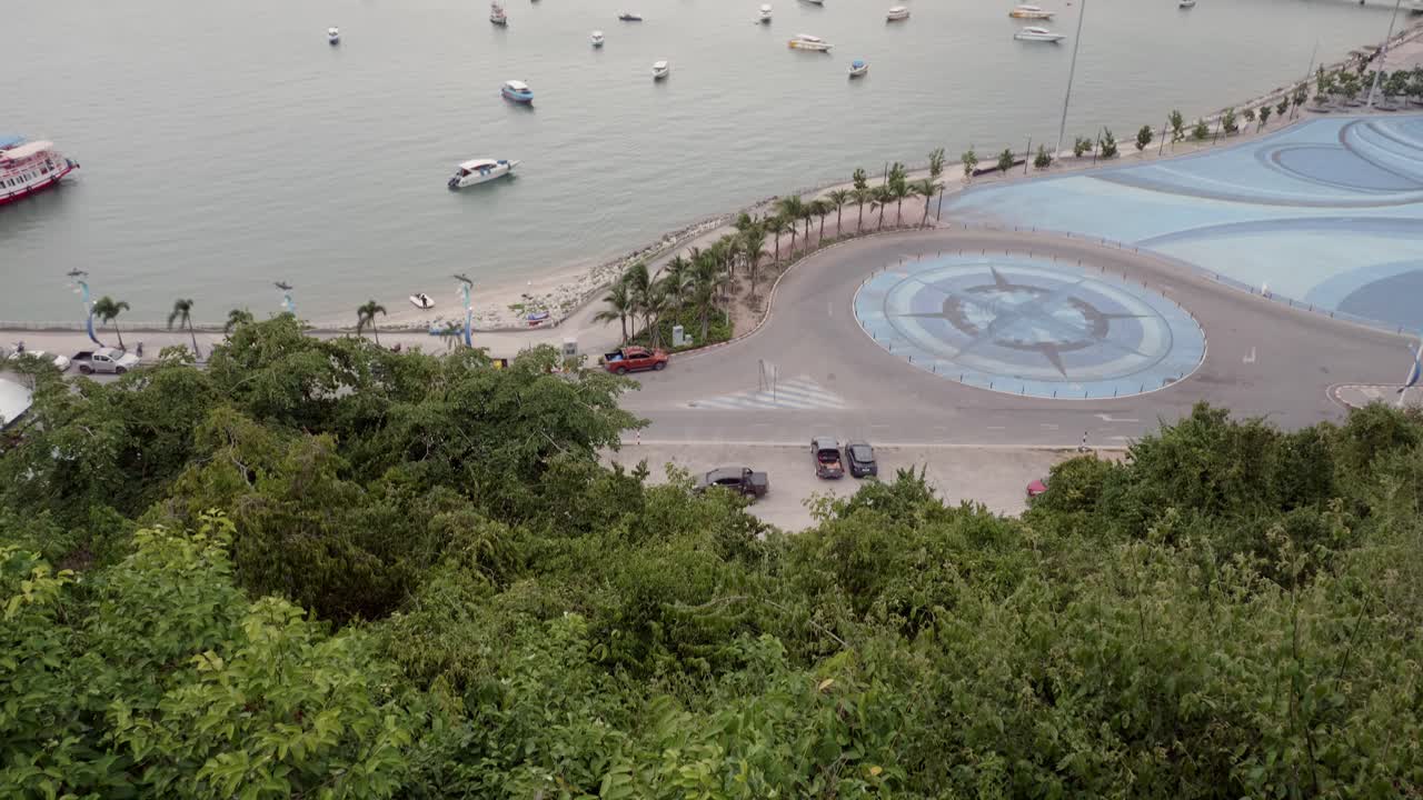 파타야 시 해변과 태국, 파타야, 아시아 시암 만의 탁 트인 전망