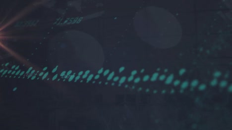 animación del procesamiento de datos y rastros luminosos sobre fondo negro