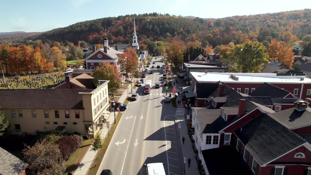 stowe vermont ciudad natal estados unidos aéreo, pequeña ciudad de américa