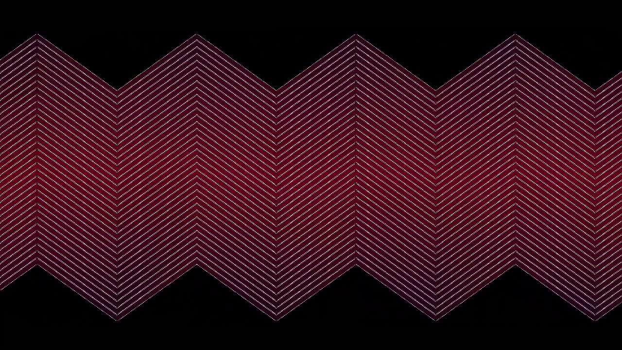 검은색 배경 위에 천천히 스크롤되는  ⁇ 은  ⁇ 은 평행 지그자그 선의 애니메이션