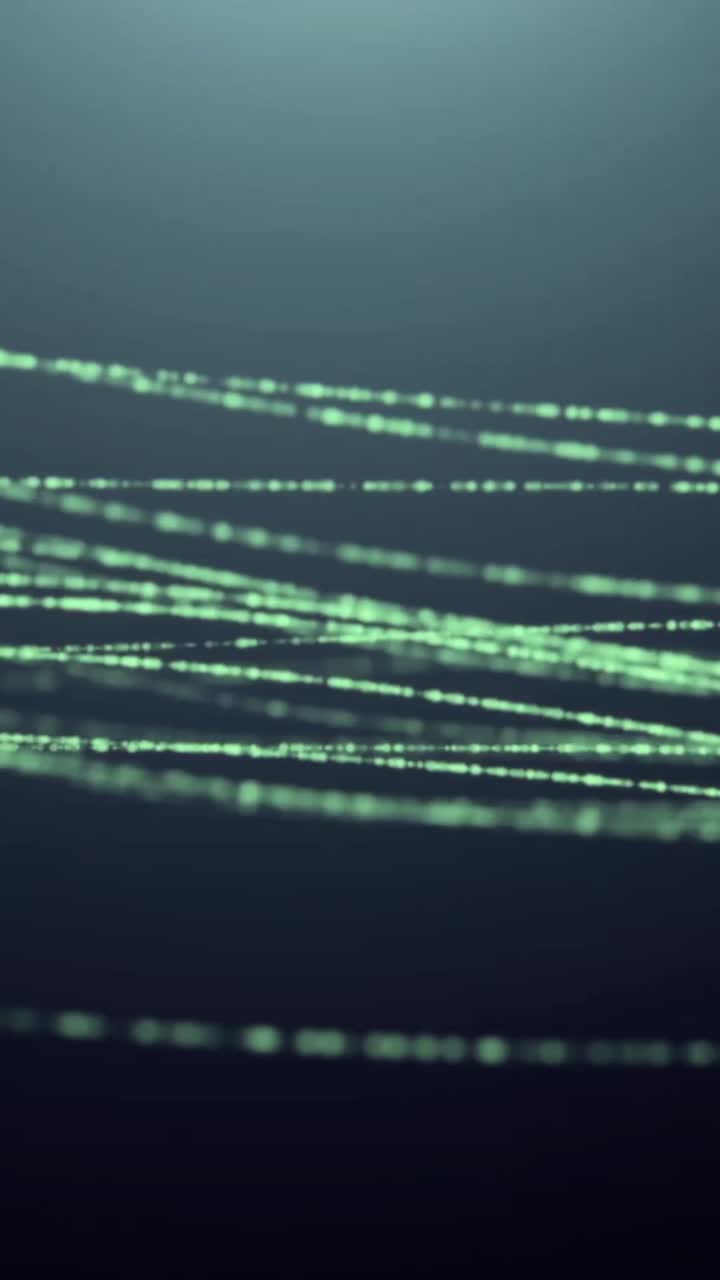 Abstract Glowing Green Lines Flowing on Dark Background