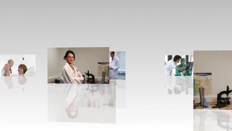 montaje de médicos y pacientes
