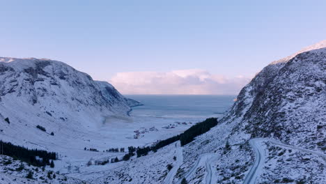 famous norwegian surfing spot, hoddevik, on a beautiful winter day