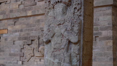 Tilt-down-movement-over-a-antique-mayan-monolith-at-Copan