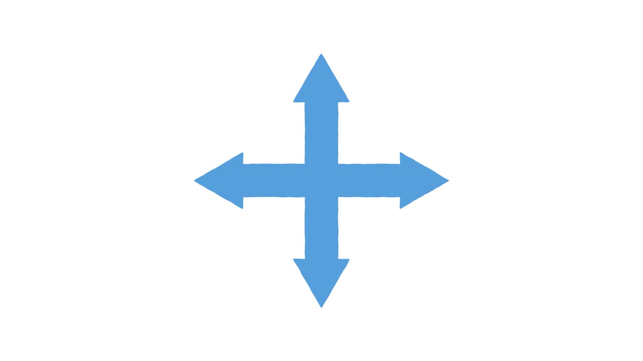 Blue four-way arrows smoothly expand outward in a 3x4 grid on a white background