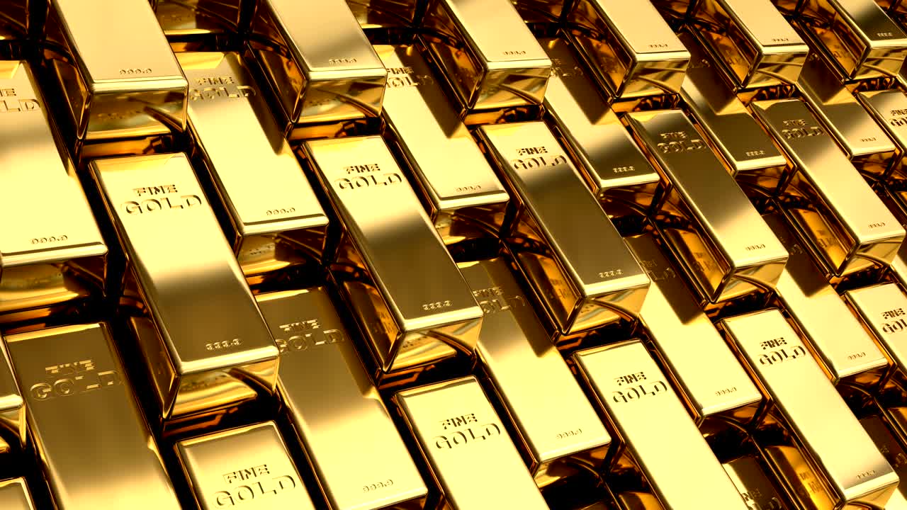 황금 막대기로 만든 계단, 루프 가능한 애니메이션, 성공 또는 부유한 개념