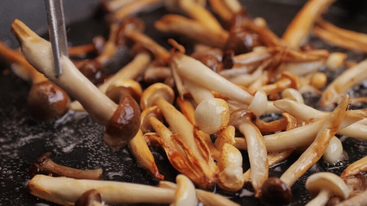 Frying Mushrooms in a Pan