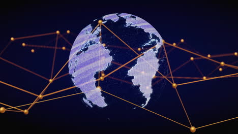 Global network connections animation over rotating Earth