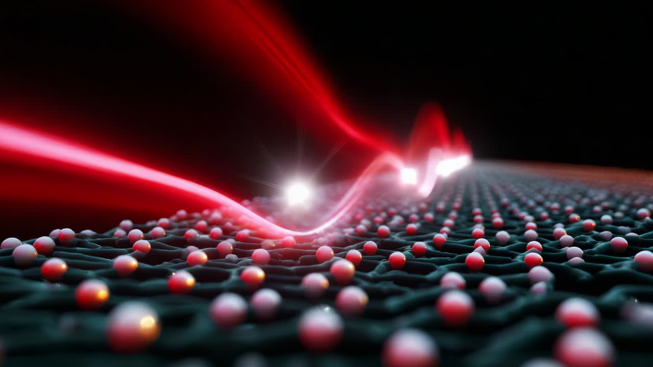 Visualizing the Dynamics of Particle Movement and Energy Flow on a Surface, Showcasing Interactions Between Particles and Wave Characteristics in a Stunning Abstract Representation