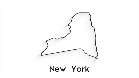 estado de nueva york de los estados unidos de américa. marcador de ubicación de línea animada en el mapa. fácil de usar con el modo de transparencia de pantalla en su video.
