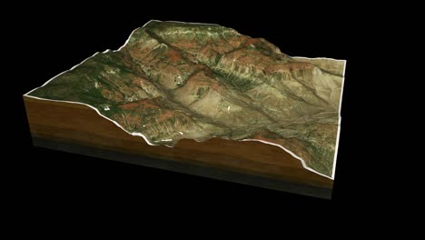 el gran cañón de estados unidos mapa de terreno 3d renderizado animación de bucle de 360 grados
