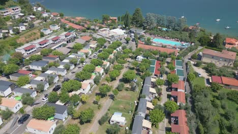 aerial shot of camping eden at lake garda, italy