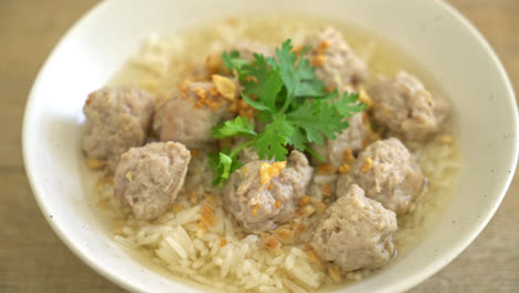 arroz hervido casero con bol de cerdo