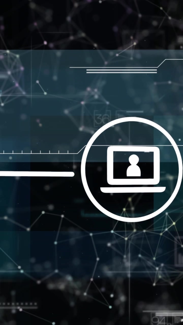 Animation of data processing and shapes over network of connections with icons