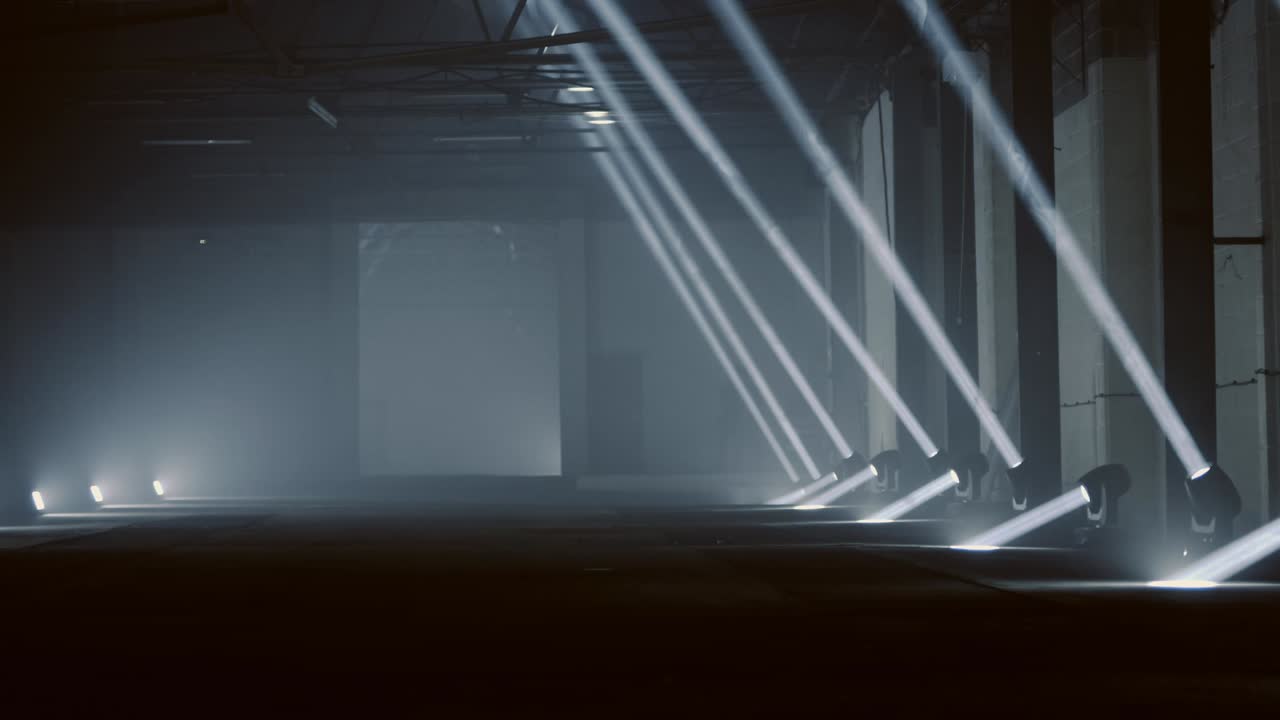 Abstract Light Show inside Industrial Building