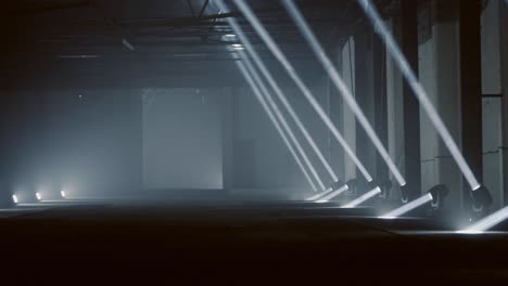 abstract light show inside industrial building