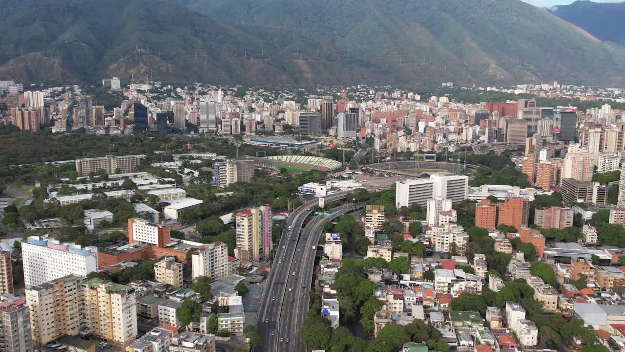 Valle-coche highway and chaguaramos neighborhood in caracas, venezuela, aerial view