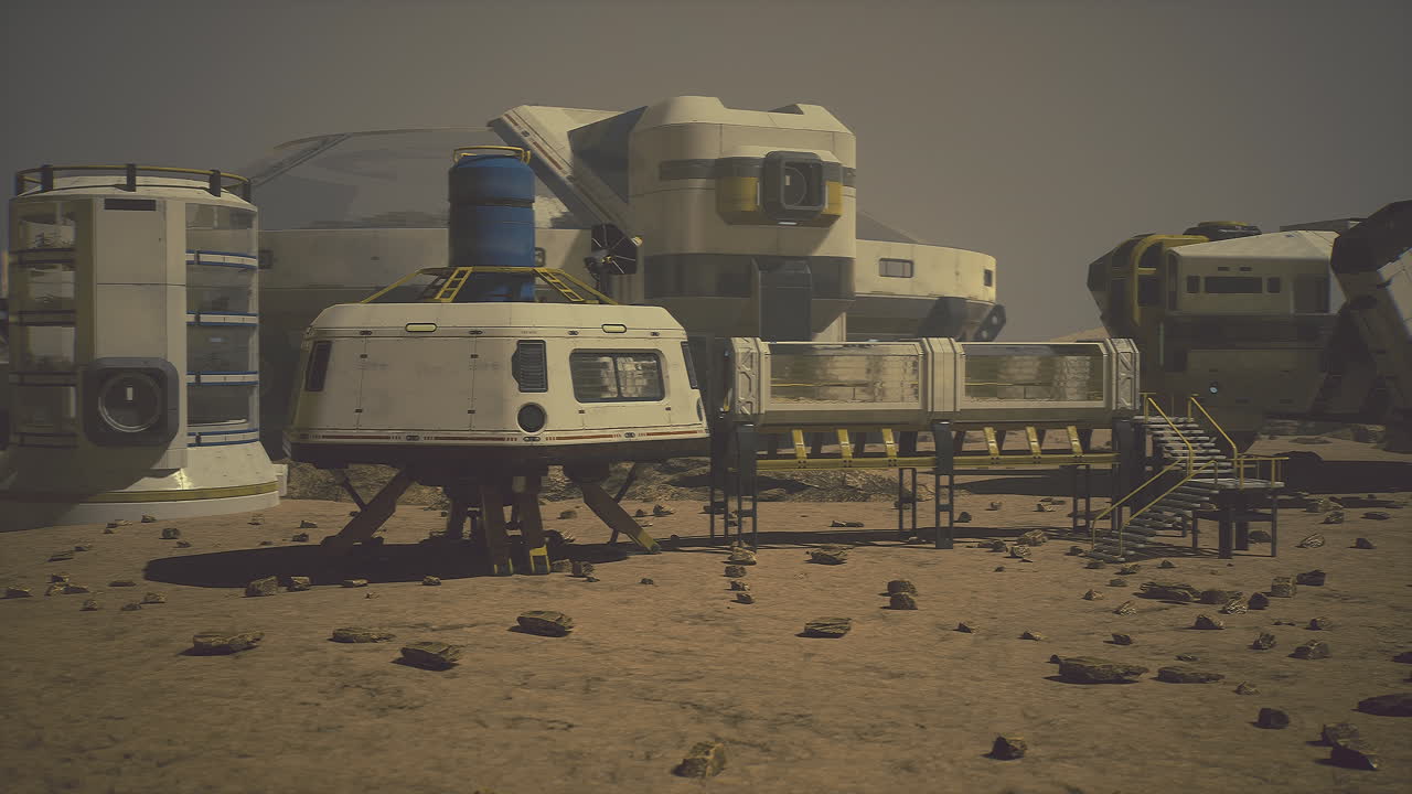 Futuristic Space Colony on a Desert Planet