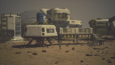 colonia espacial futurista en un planeta desierto