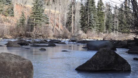 4k icy river dolly rocky mountains