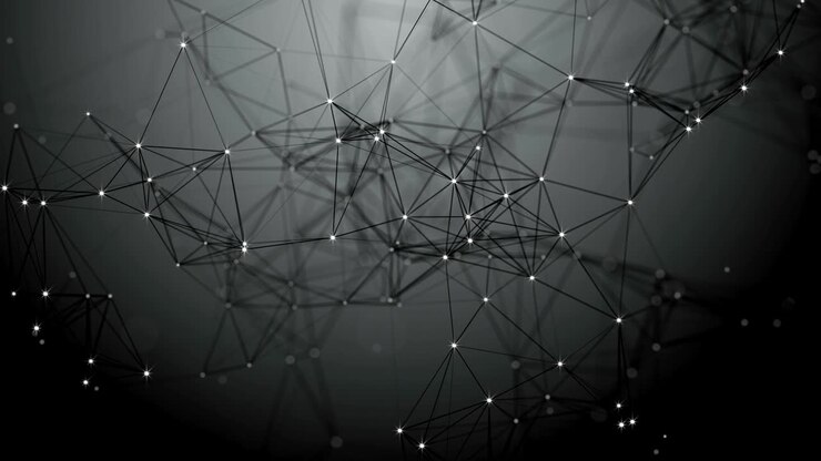 Plesso bianco e nero con punti, linee, triangoli.