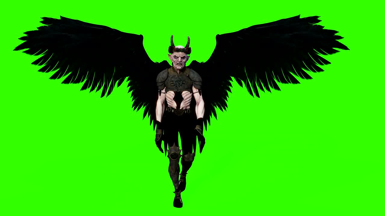 el demonio alado bucle de fondo verde