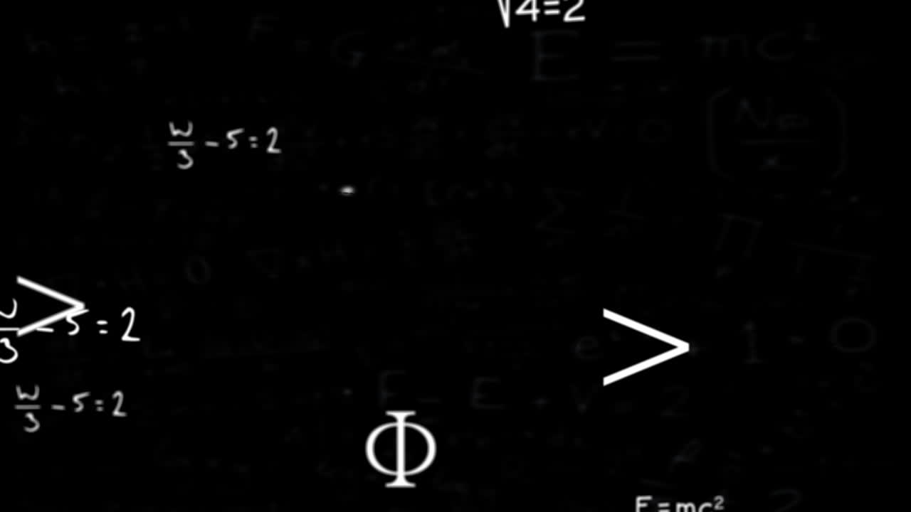 animación de ecuaciones matemáticas sobre un fondo negro