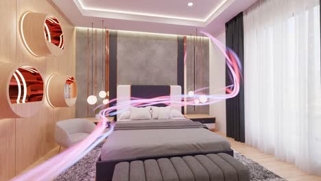 dormitorio moderno con iluminación ambiental